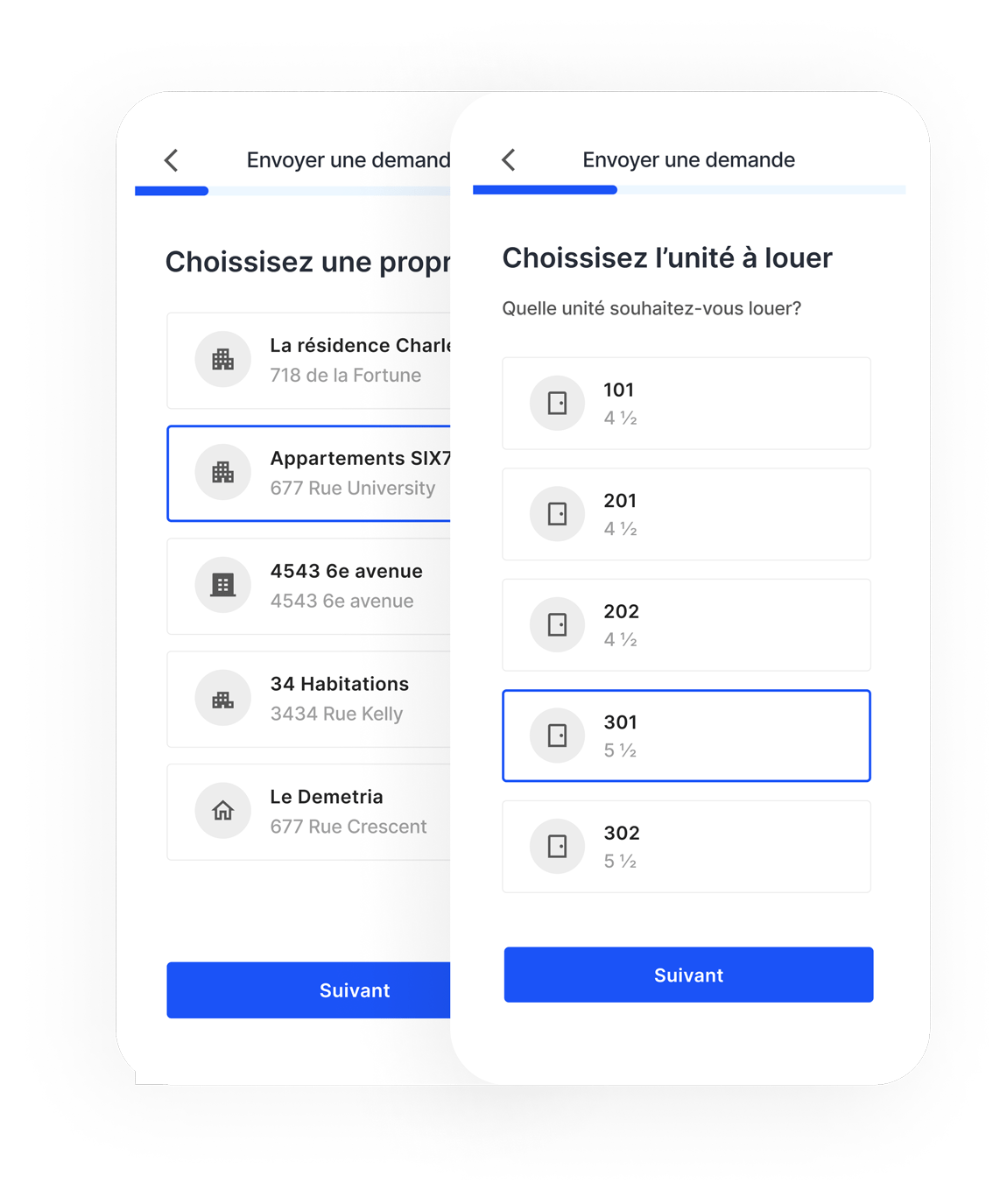 Sélectionnez une unité
