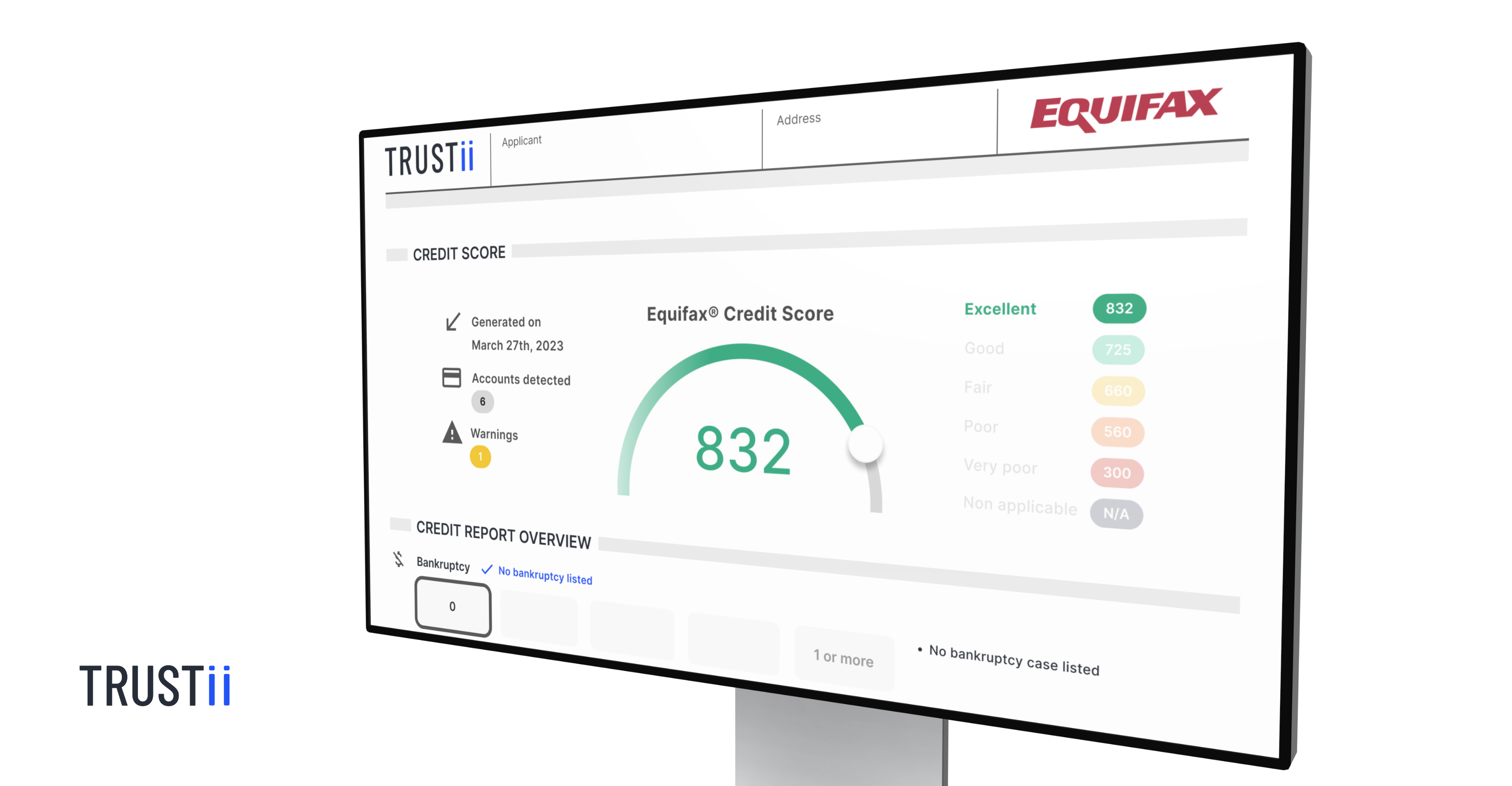 Rapport de crédit trustii dans un écran d'ordinateur